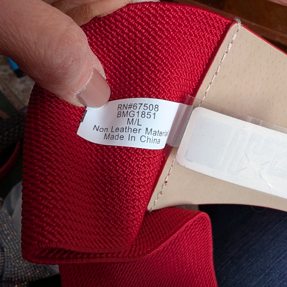 Wide Red Elastic Waist Belt with Silver Buckle - Picture 4 of 4